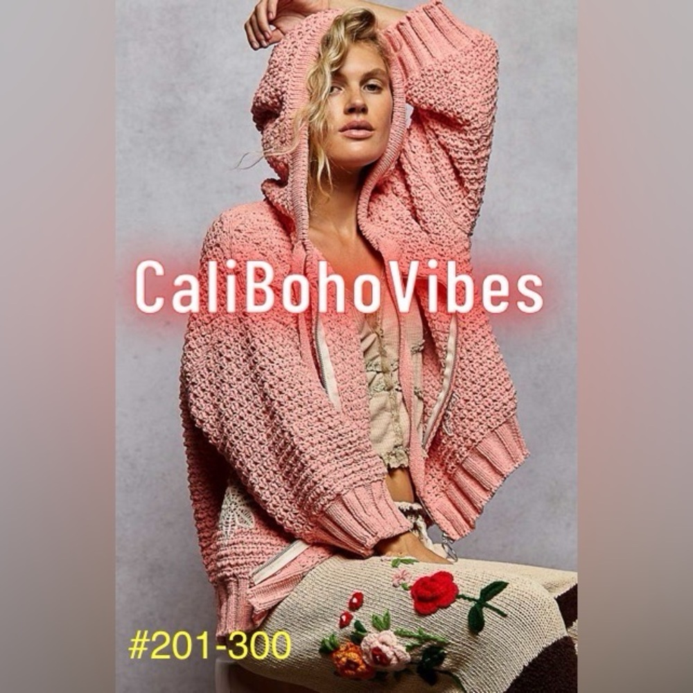 Pink Knit Hooded Cardigan